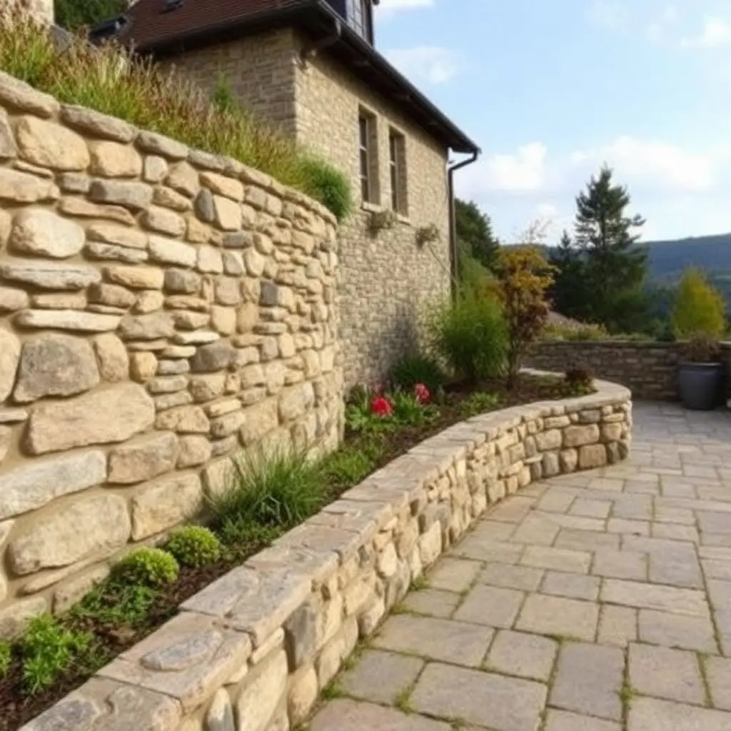 Mur de soutènement et terrasse